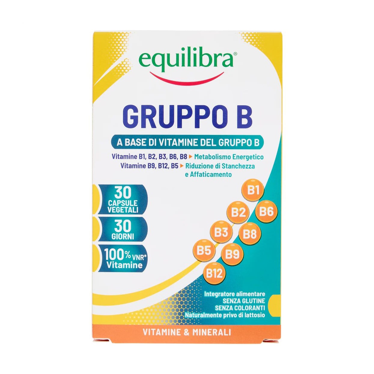 8 вітамінів групи В equilibra Gruppo B, 30 капсул